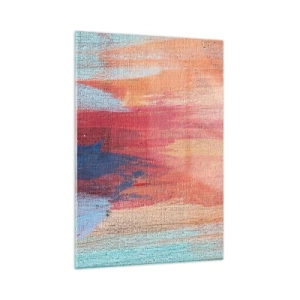 Cuadro sobre vidrio - Impresiones sobre Vidrio - Vetas de pintura de colores sobre la estructura del lienzo. - 50x70cm - Trazos de arco iris - Decoración de pared moderna para salón y dormitorio ARTTOR