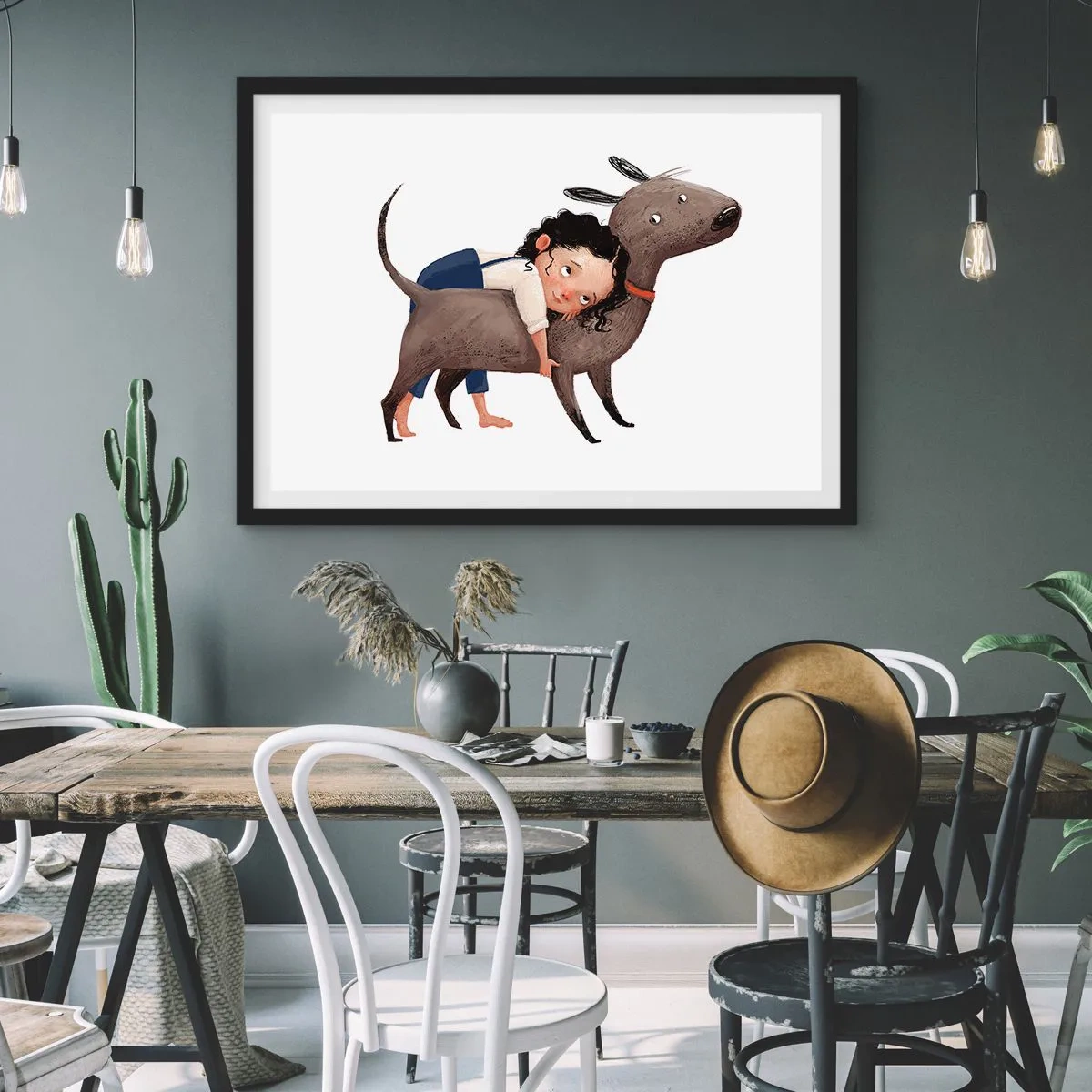 Póster en marco negro - Mejores amigos - 50x40 cm