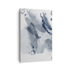 Cuadro sobre lienzo - Impresión de Imagen - Manchas abstractas en tonos azules sobre un fondo claro - 80x120cm - Un estudio sobre la naturaleza del agua - Decoración de pared moderna para salón y dormitorio ARTTOR