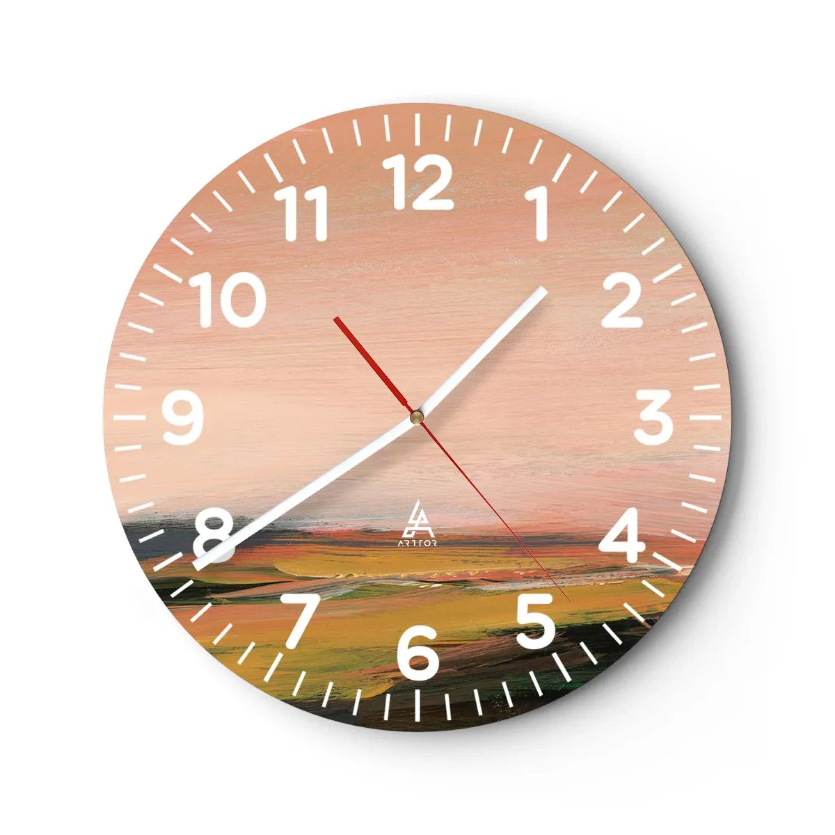 Reloj de pared - Reloj de vidrio - En tono rosa - 30x30 cm