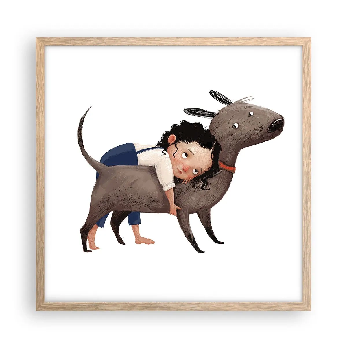 Póster en marco roble claro - Mejores amigos - 50x50 cm