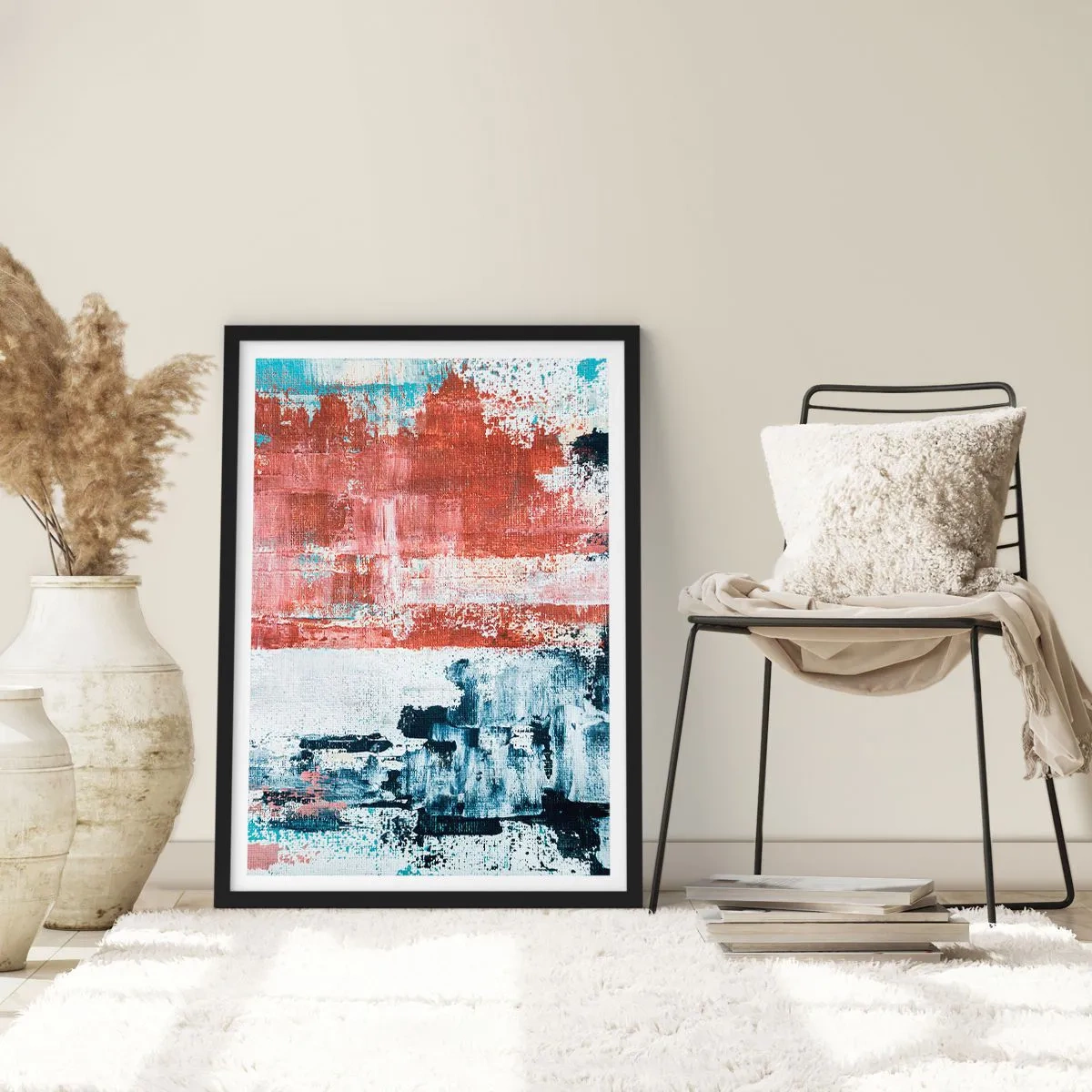 Póster en marco negro - Mitad abstracción, mitad abstracción - 61x91 cm