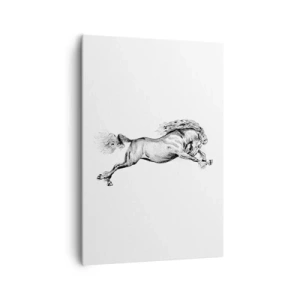 Cuadro sobre lienzo - Impresión de Imagen - Boceto de un caballo al galope dinámico sobre un fondo blanco. - 70x100cm - Captura al galope - Decoración de pared moderna para salón y dormitorio ARTTOR