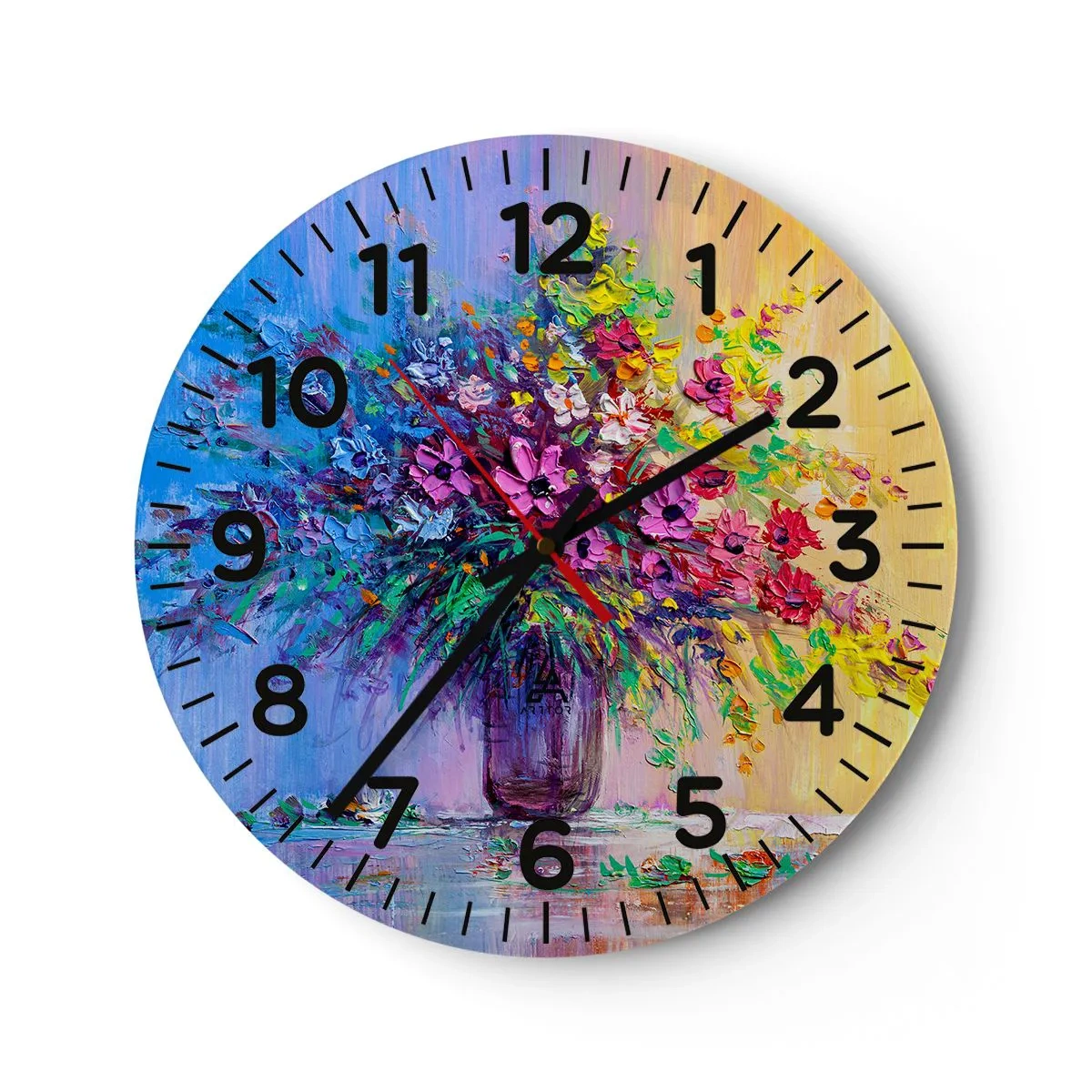Reloj de pared - Reloj de vidrio - El regalo de un prado de verano - 40x40 cm