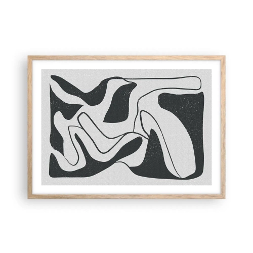 Póster en marco roble claro - Juego abstracto en un laberinto - 70x50 cm