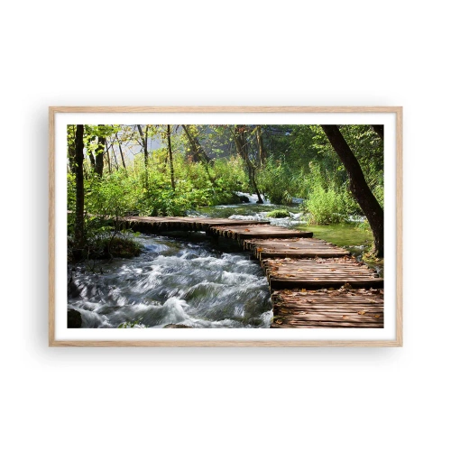 Póster en marco roble claro - Sobre una cascada de espuma - 91x61 cm