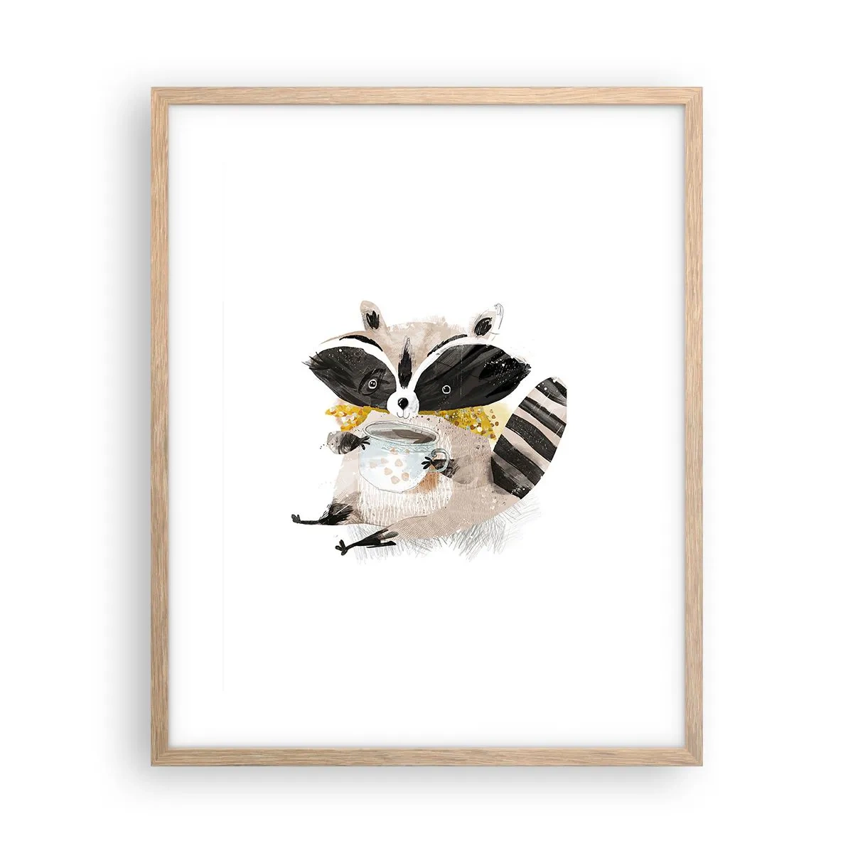 Póster en marco roble claro - Mi amigo mapache - 40x50 cm