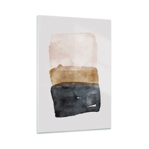 Cuadro sobre vidrio - Impresiones sobre Vidrio - Manchas abstractas en tonos negros, marrones y beige - 50x70cm - Una composición de colores tierra - Decoración de pared moderna para salón y dormitorio ARTTOR