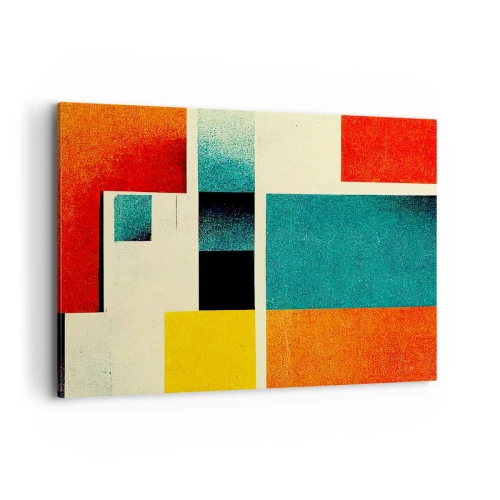 Cuadro sobre lienzo - Impresión de Imagen - Abstracción geométrica con rectángulos y cuadrados de colores. - 100x70cm - Abstracción geométrica - buena energía - Decoración de pared moderna para salón y dormitorio ARTTOR