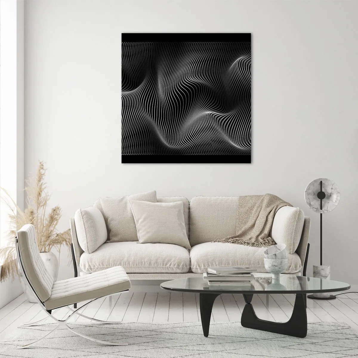 Cuadro sobre vidrio - Impresiones sobre Vidrio - La danza de la luz en el espacio - 30x30 cm