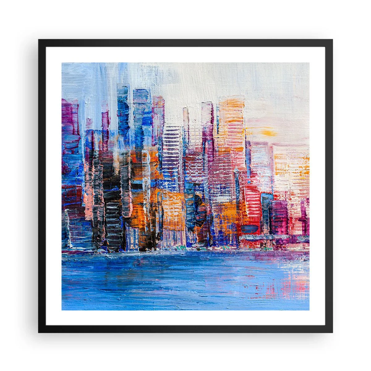 Póster en marco negro - Una metrópoli alegre - 60x60 cm