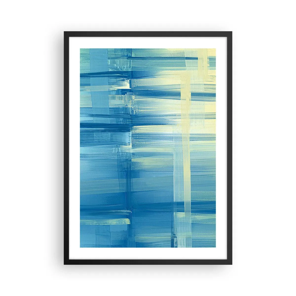 Póster en marco negro - Composición abstracta en tonos azules y amarillos. - 50x70cm - Composición en turquesa - Decoración de pared moderna para salón y dormitorio ARTTOR