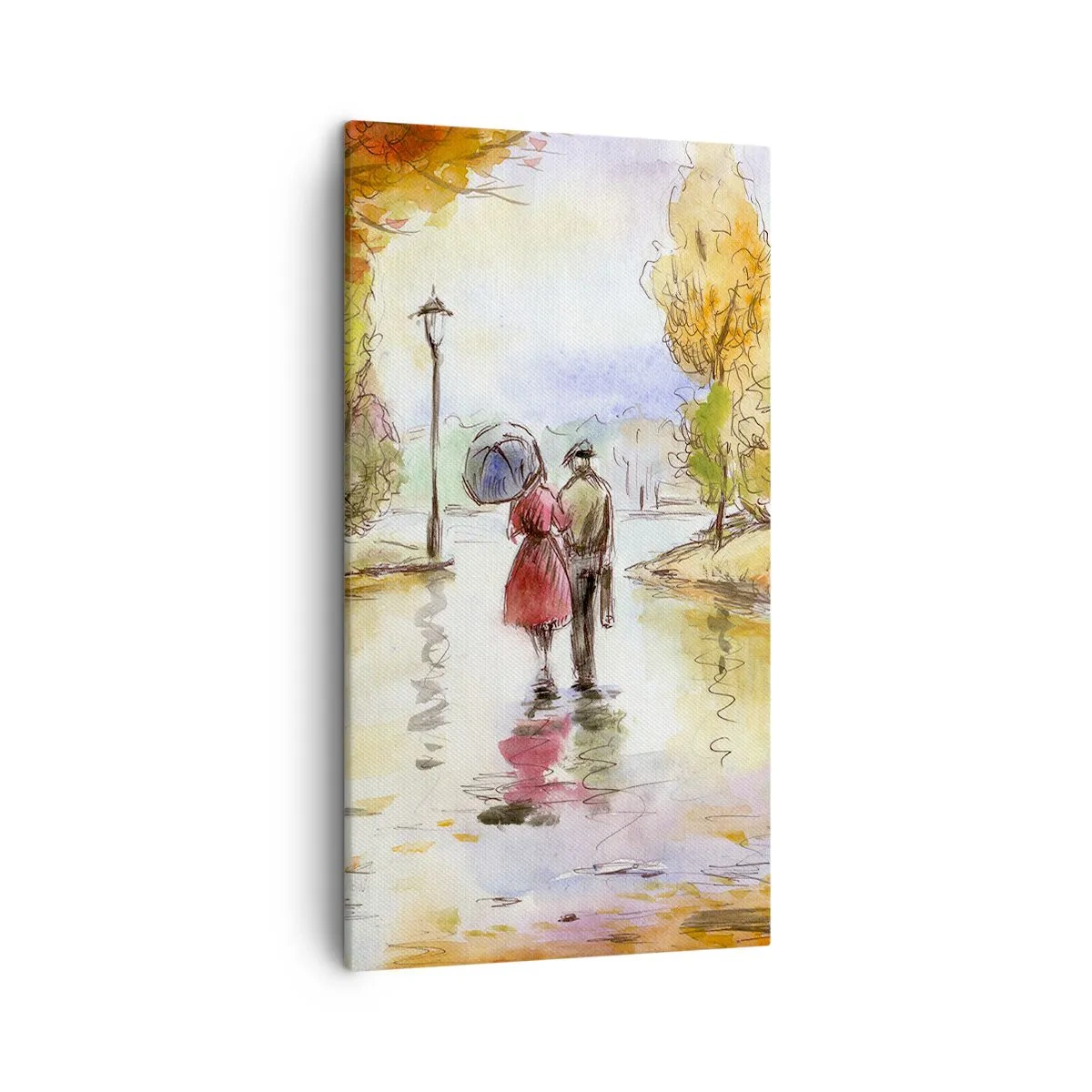 Cuadro sobre lienzo - Impresión de Imagen - Un otoño romántico en el parque - 45x80 cm