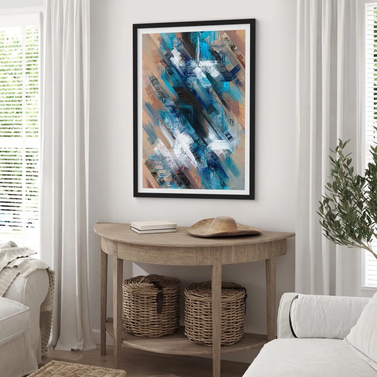 Póster en marco negro - En una inclinación azul - 30x40 cm