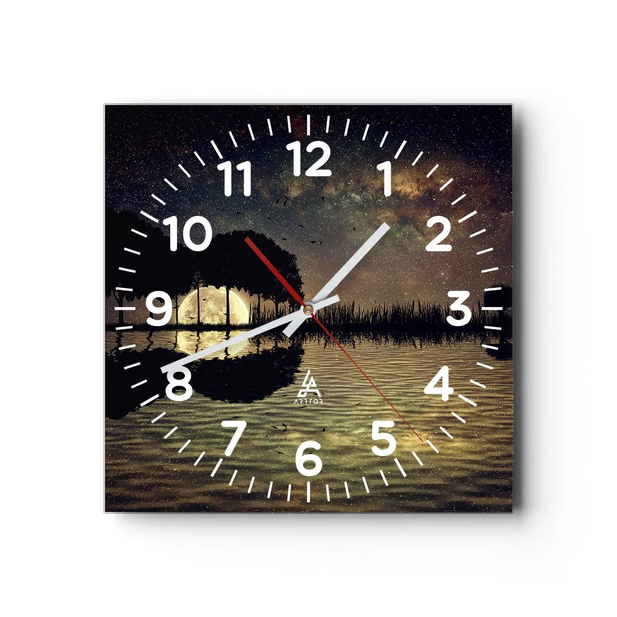 Reloj de pared - Reloj de vidrio - Noche en el fin del mundo - 30x30 cm
