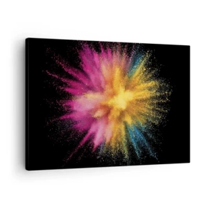 Cuadro sobre lienzo - Impresión de Imagen - Explosión de polvo colorido sobre un fondo negro - 70x50cm - El nacimiento de los colores - Decoración de pared moderna para salón y dormitorio ARTTOR