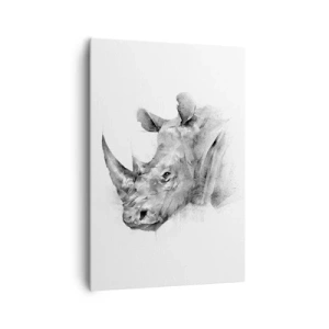 Cuadro sobre lienzo - Impresión de Imagen - Retrato artístico de un rinoceronte en blanco y negro. - 70x100cm - Retrato africano - Decoración de pared moderna para salón y dormitorio ARTTOR