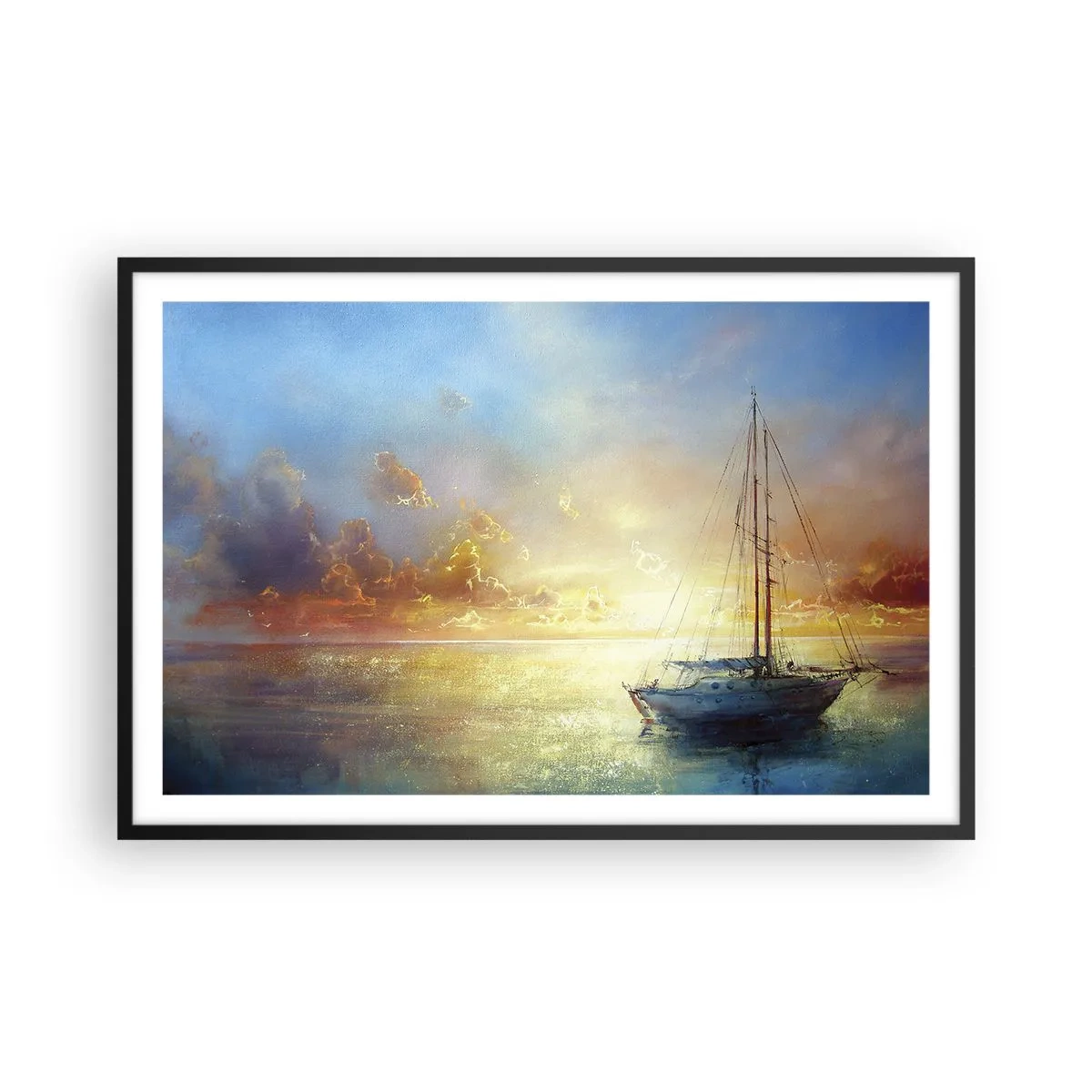 Póster en marco negro - En una bahía dorada - 91x61 cm