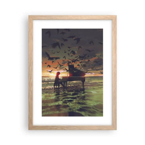 Póster en marco roble claro - Concierto de piano y olas - 30x40 cm