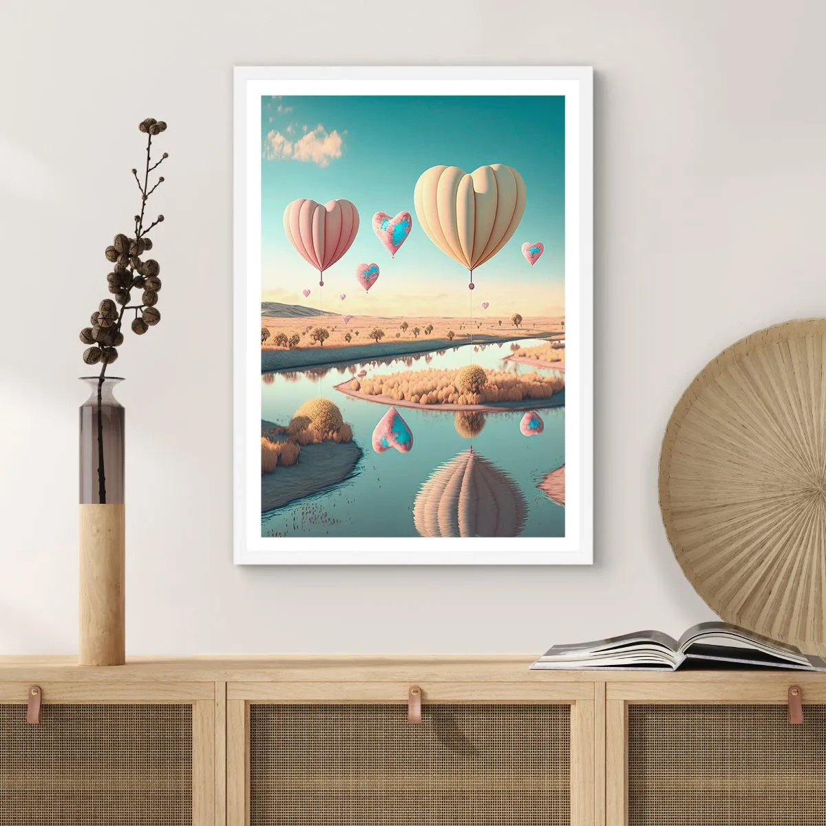 Póster en marco blanco - El amor te hace volar - 50x70 cm