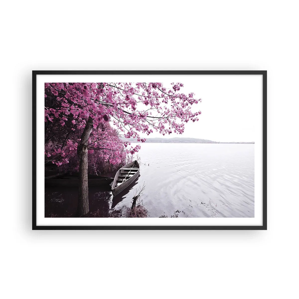 Póster en marco negro - En el silencio rosa - 91x61 cm