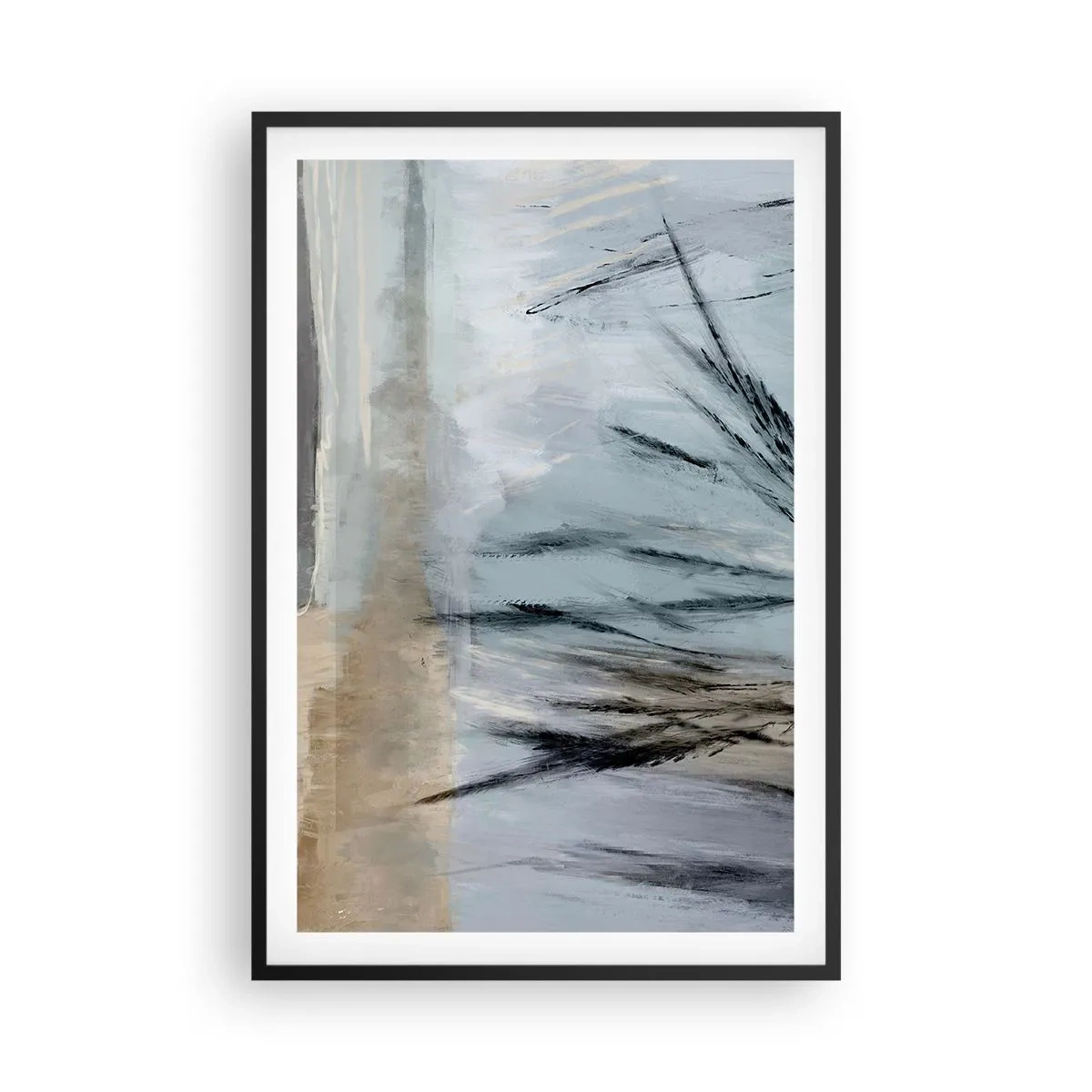 Póster en marco negro - Campos de invierno - 61x91 cm