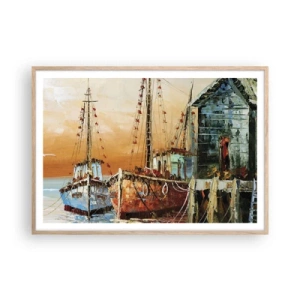 Póster en marco roble claro - Regreso pacífico - 100x70 cm