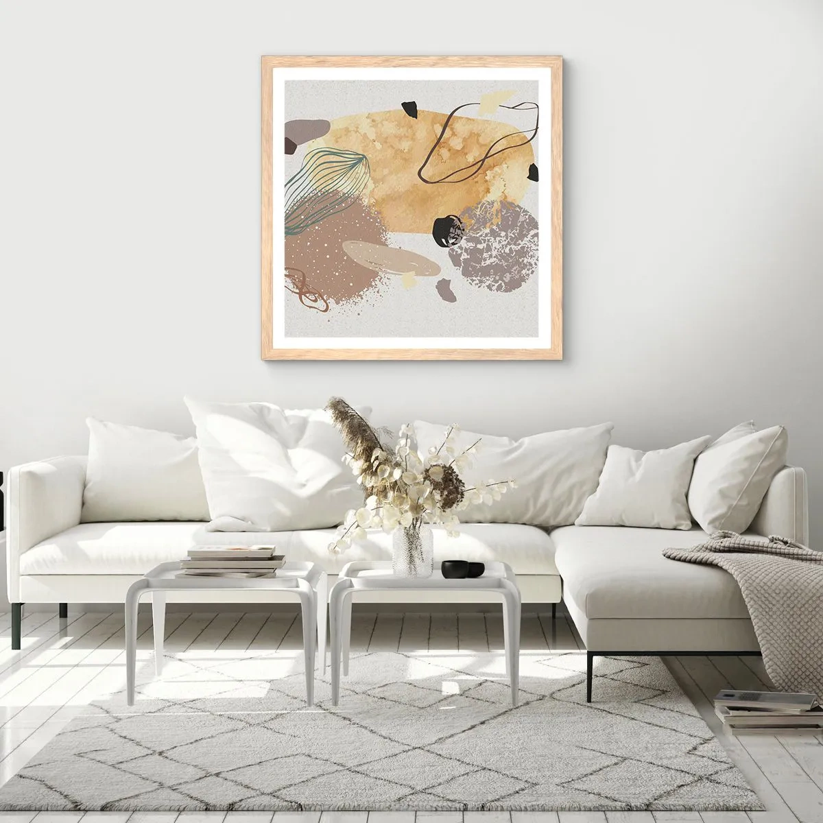 Póster en marco roble claro - Plumología aplicada - 40x40 cm