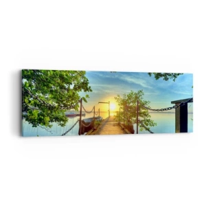Cuadro sobre lienzo - Impresión de Imagen - Atardecer junto al agua - 90x30 cm