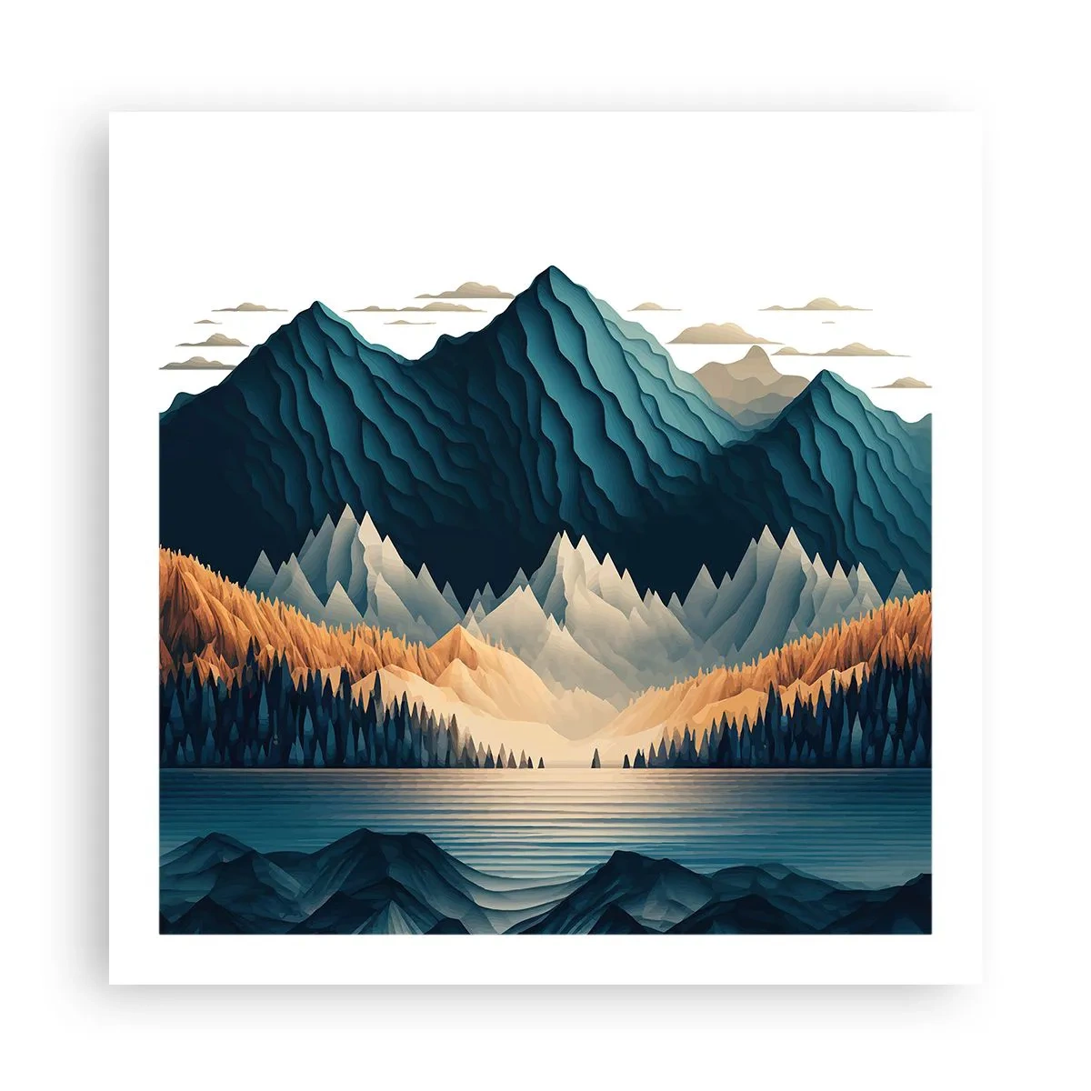 Póster - Paisaje perfecto de montañas - 60x60 cm