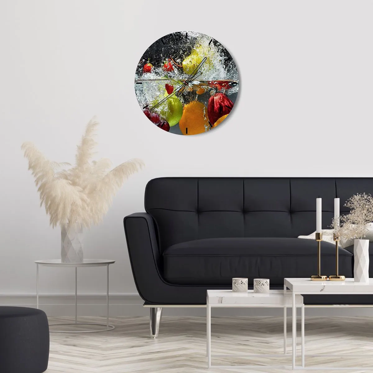 Reloj de pared - Reloj de vidrio - Refresco afrutado - 30x30 cm