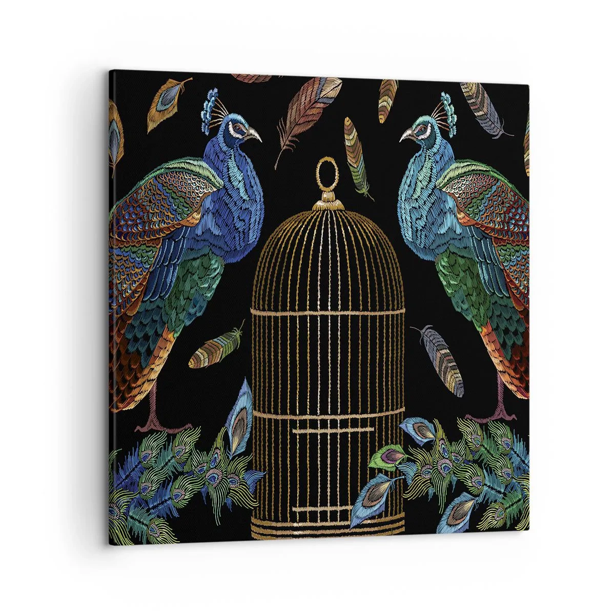 Cuadro sobre lienzo - Impresión de Imagen - Con plumajes reales - 50x50 cm