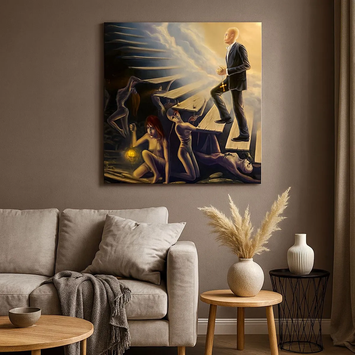 Cuadro sobre lienzo - Impresión de Imagen - Dantesco viaje hacia la luz - 30x30 cm