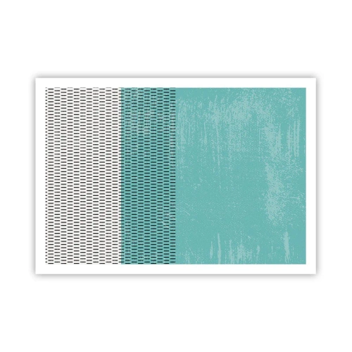 Póster - Composición geométrica con turquesa y líneas. - 100x70cm - Composición equilibrada - Decoración de pared moderna para salón y dormitorio ARTTOR