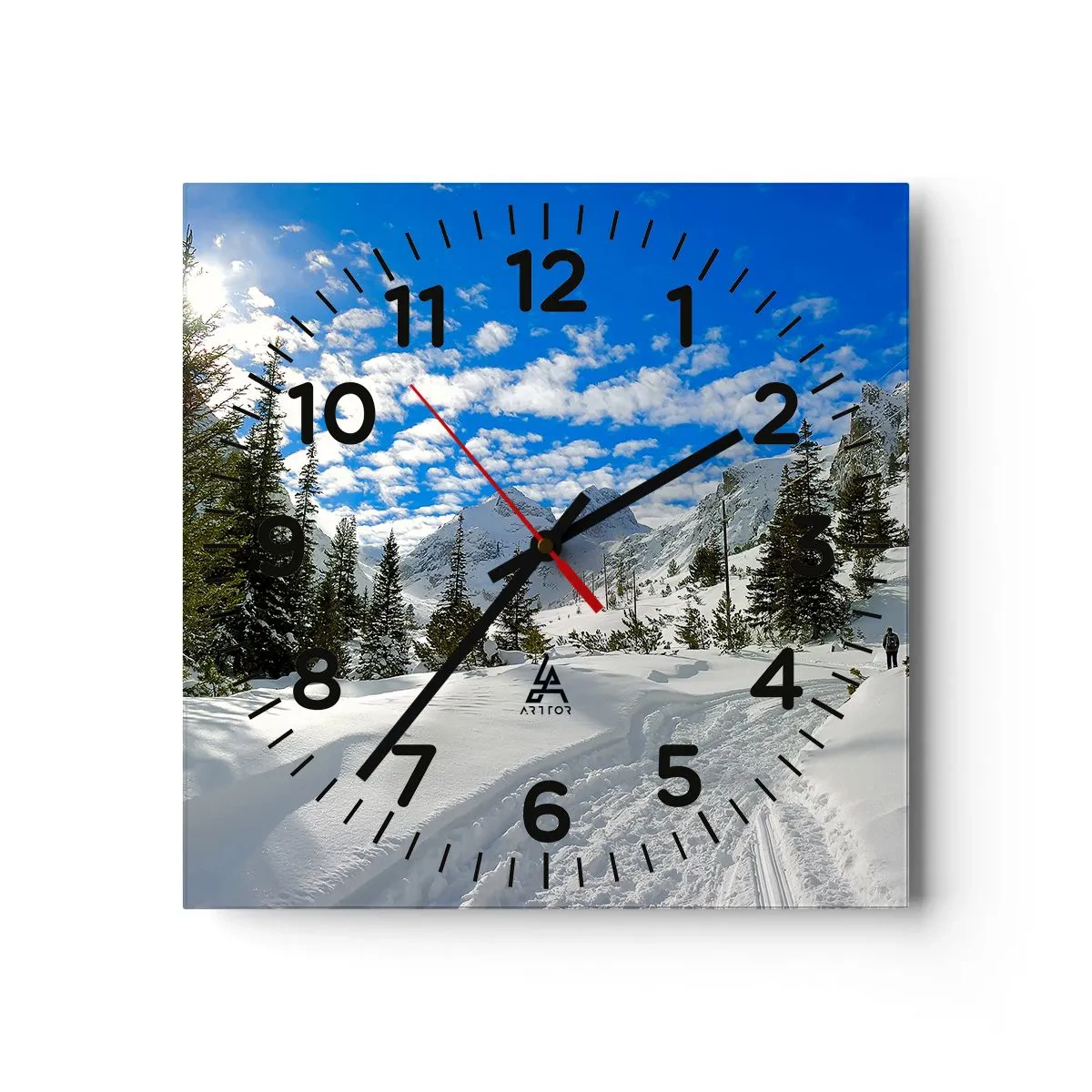 Reloj de pared - Reloj de vidrio - Nieve y sol - 30x30 cm