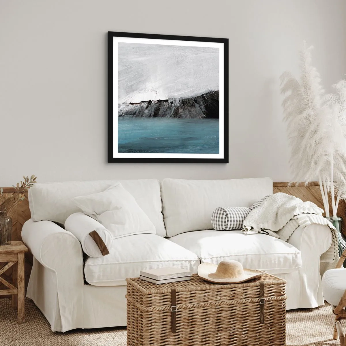 Póster en marco negro - Agua - tierra: un choque de elementos - 30x30 cm