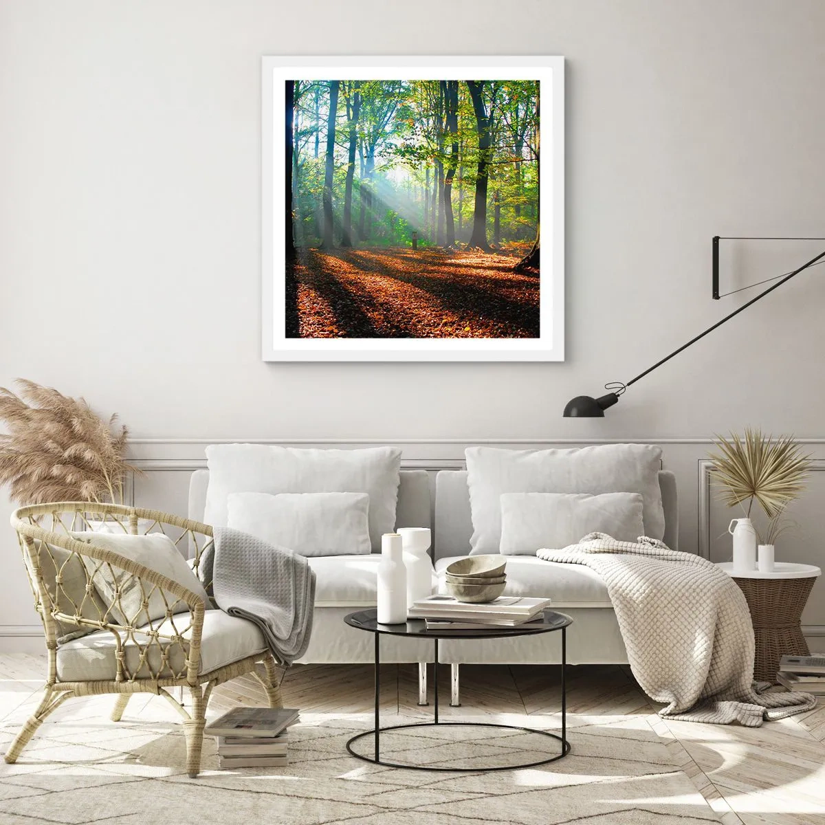 Póster en marco blanco - Resplandores y sombras - 50x50 cm