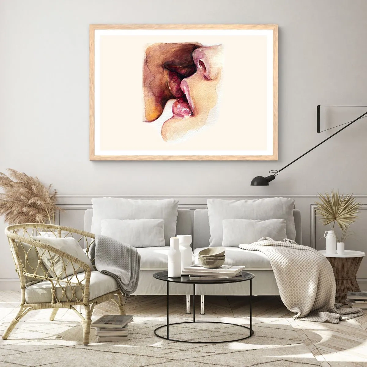 Póster en marco roble claro - Como la noche y el día, la tierra y el cielo - 100x70 cm