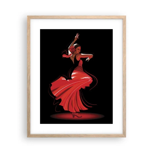 Póster en marco roble claro - El espíritu ardiente del flamenco - 40x50 cm