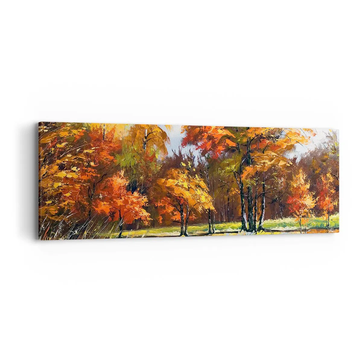 Cuadro sobre lienzo - Impresión de Imagen - Paisaje en dorado y marrón - 90x30 cm