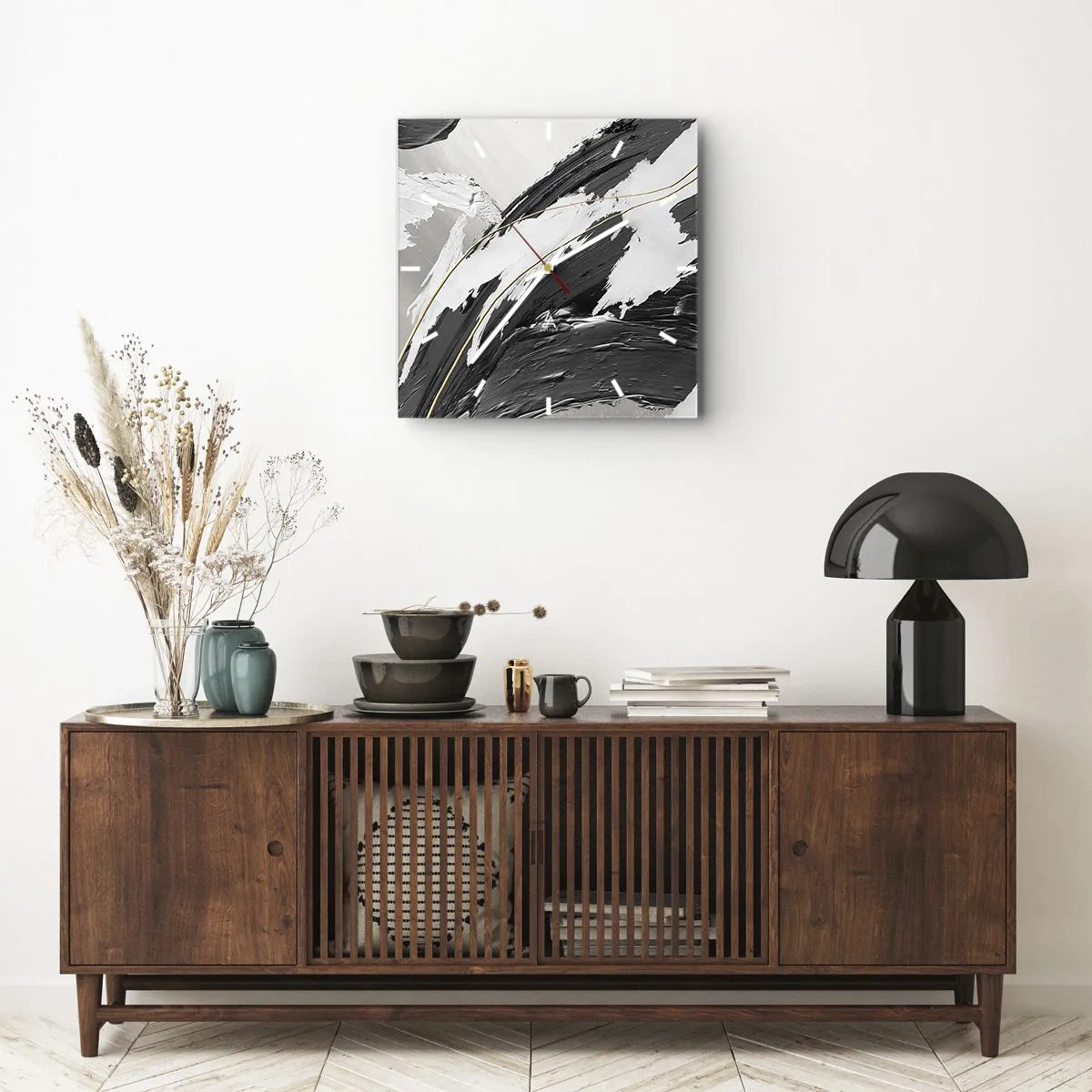 Reloj de pared - Reloj de vidrio - Abstracción con estilo - 40x40 cm