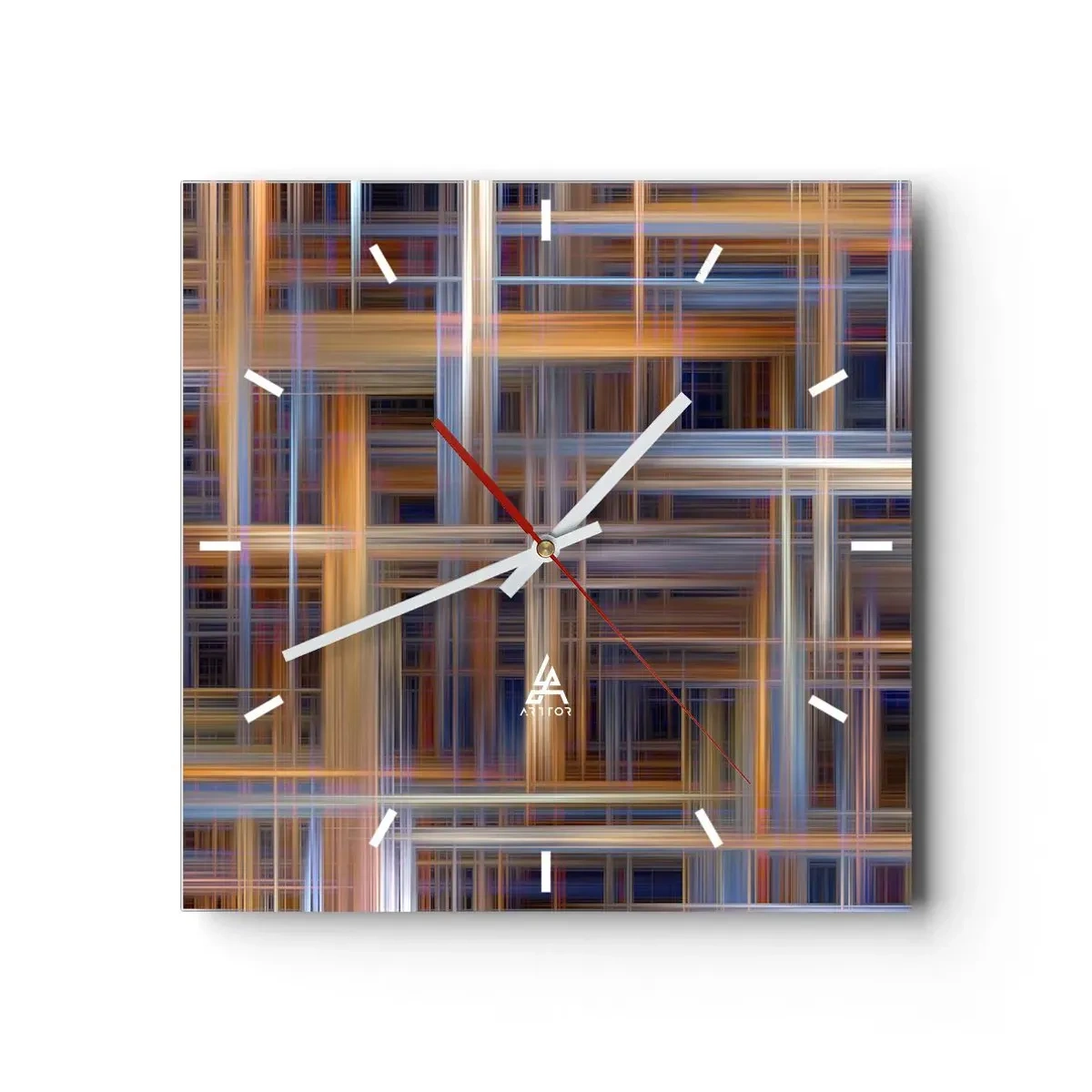 Reloj de pared - Reloj de vidrio - Patrones geométricos abstractos en colores pastel - 30x30cm - Tejido de luz - Decoración de pared moderna para salón y dormitorio ARTTOR