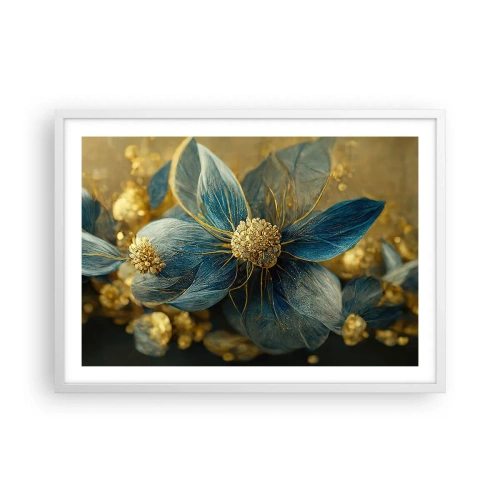 Póster en marco blanco - Flor de oro - 70x50 cm