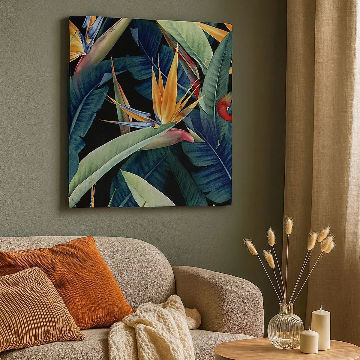 Cuadro sobre lienzo - Impresión de Imagen - Flores de llamas de los trópicos - 30x30 cm