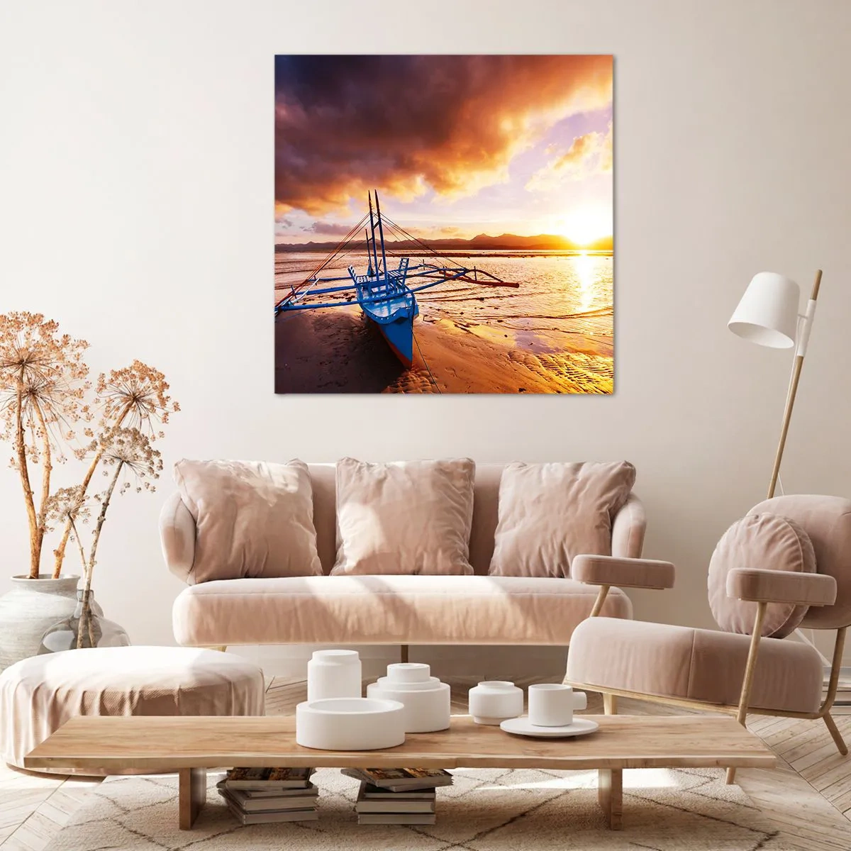 Cuadro sobre lienzo - Impresión de Imagen - Después de un largo día, relájate en la arena - 60x60 cm