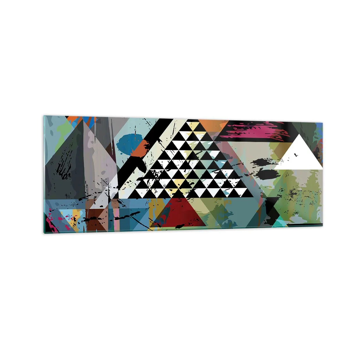 Cuadro sobre vidrio - Impresiones sobre Vidrio - Una composición abstracta de formas geométricas y colores. - 140x50cm - Qué sencillo es - Decoración de pared moderna para salón y dormitorio ARTTOR
