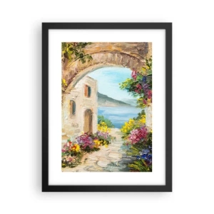 Póster en marco negro - El encanto del paisaje costero - 30x40 cm