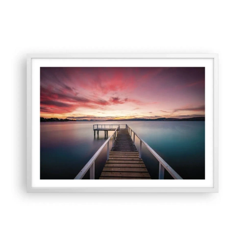 Póster en marco blanco - La suave llama del atardecer - 70x50 cm