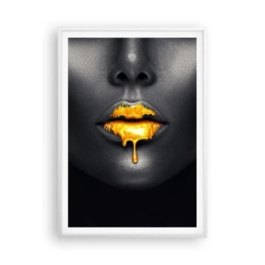 Póster en marco blanco - Labios de oro - 70x100 cm
