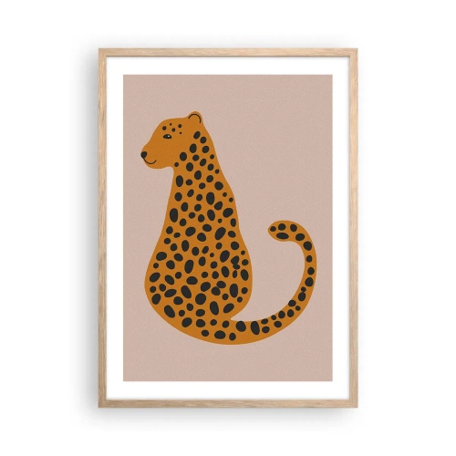 Póster en marco roble claro - El estampado de leopardo está de moda - 50x70 cm